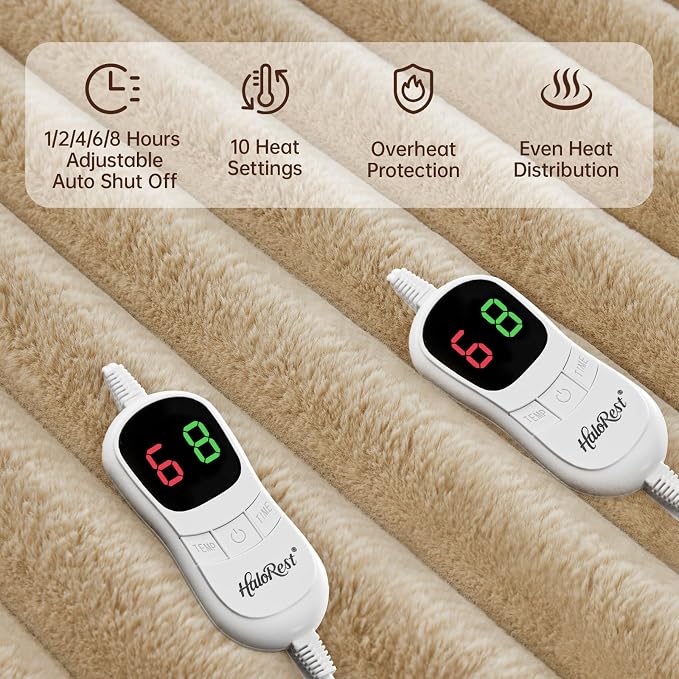 Heated Blanket Queen Size, Faux Fur Cozy Heating Blanket - Image 3