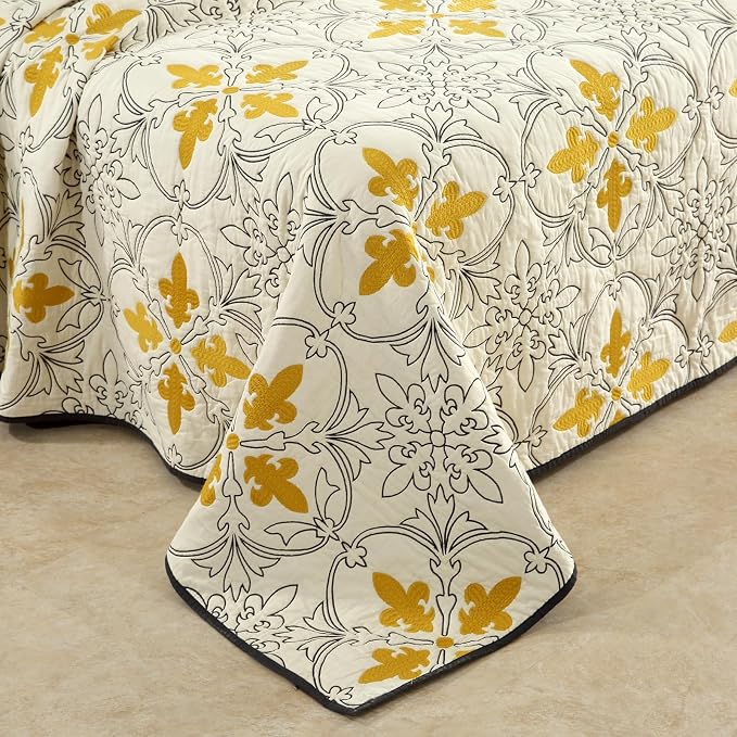 ROOMLIFE Quilt Set King Size 3D Floral Iris Embroidery Pattern 3-Piece Cotton - Image 2