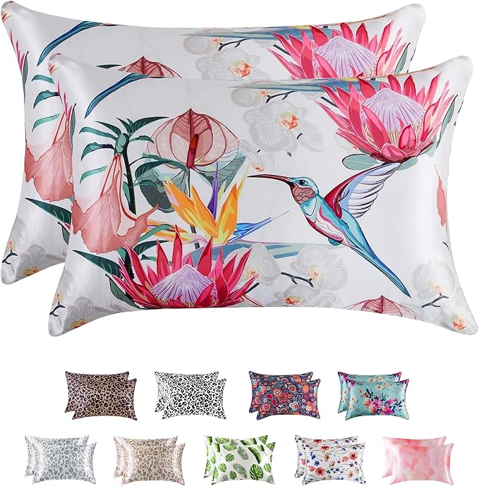 MR&HM Satin Pillowcase for Hair and Skin, Silk Satin Pillowcase 2 Pack by MRHM