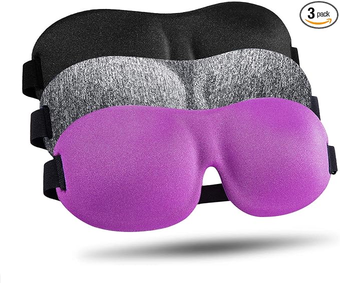LKY DIGITAL Sleep Mask for Side Sleeper 3 Pack, Night Blindfold for Men Women by LKYDIGITAL