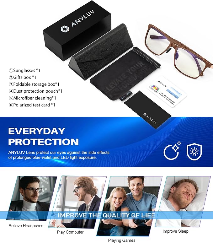 ANYLUV Blue Light Glasses Men, Relieve Eyestrain and Eye Protection, Al-Mg - Image 7
