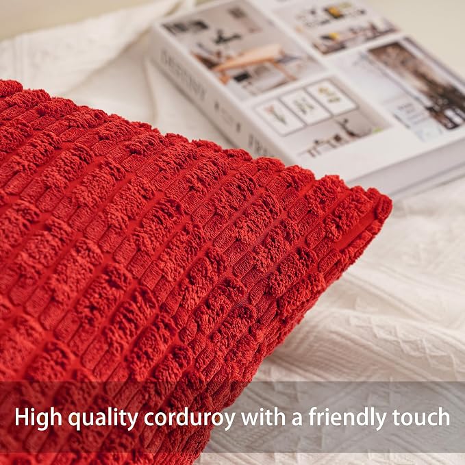 Aegero Pack of 2 Corduroy Decorative Throw Pillow Covers 12x20 Inch Soft - Image 2