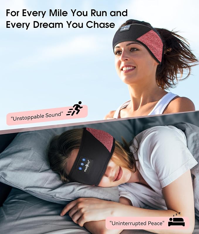 MUSICOZY Sleep Headphones Bluetooth 5.4 Headband, Wireless Earphones Music - Image 2