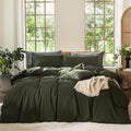 MooMee Bedding Duvet Cover Set 100% Washed Cotton Linen Like Textured by MOOMEE