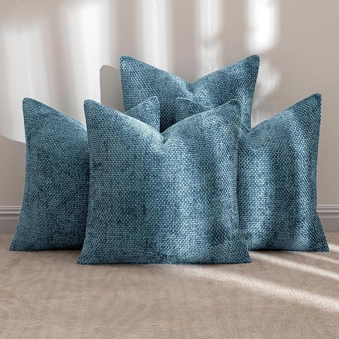 MIULEE Pack of 4 Couch Throw Pillow Covers 18x18 Inch Smoke Blue Soft - Image 2