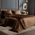 BEDELITE Satin Sheets Twin Size Bed Set, Luxury Soft Brown Silky Sheets by BEDELITE