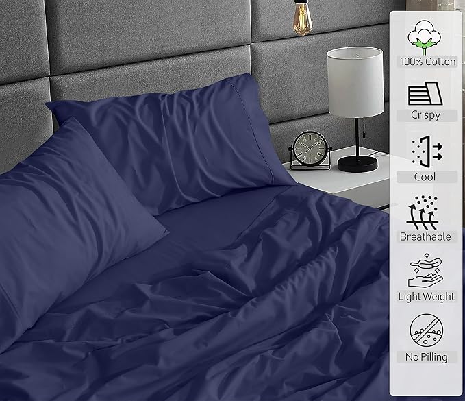 RUVANTI 100% Cotton Sheets – Twin XL Size Percale Bedding, Cooling & Breathable - Image 3