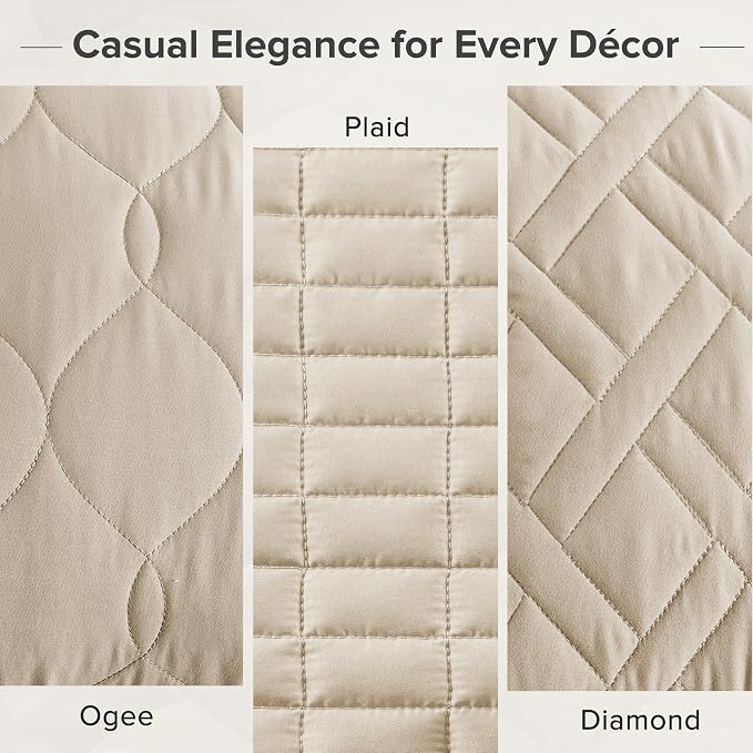 Comfort Spaces Queen Quilt Set Modern Reversible Plaid Coverlet Queen Bedding - Image 6