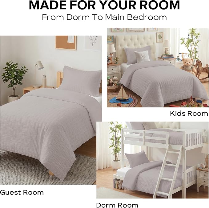 Cozyide Light Grey Twin Duvet Cover, 2 Pieces Bedding Duvet Covers, Soft - Image 7