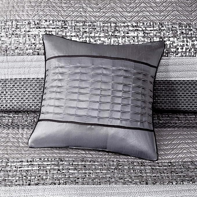 Madison Park Queen Quilt Set Lustrous Jacquard & Glitter Accent Coverlet Set - Image 14