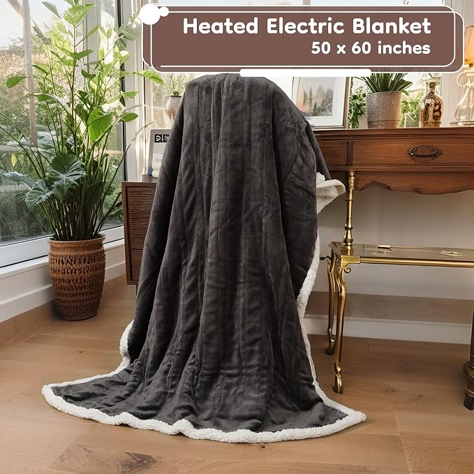 LaffyLo Heated Throw Blanket 50 x 60, Fast Heating Electric Blanket, Dual-Sided - Image 6