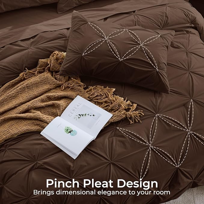 Sasttie Twin XL Comforter Set, 5-Piece Bed in a Bag, Pintuck Bedding Sets - Image 4