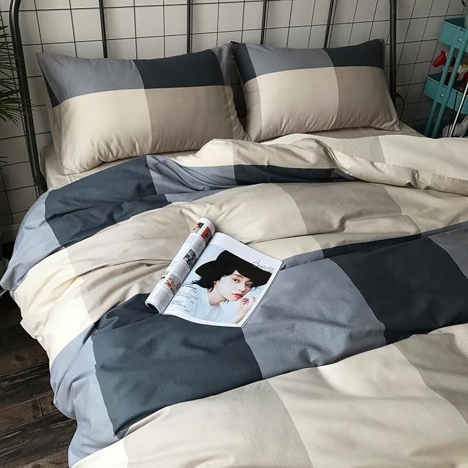 mixinni Twin XL Size Checkered Duvet Cover Set - Image 5