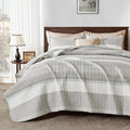 Andency King Size Quilt Set Linen Grey, 3 Pieces Summer Ultra Soft Lightweight by Andency