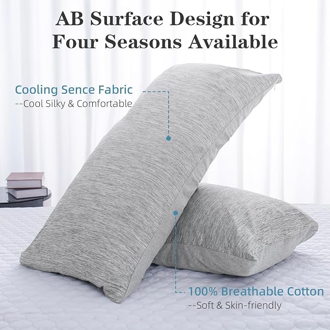 CHOSHOME Body Pillow Cover, Cooling Pillow Cases Zipper Long Pillow Case - Image 2