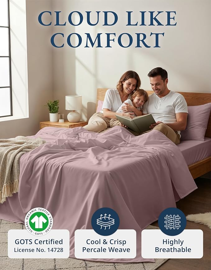 LANE LINEN Eco Friendly 100% Organic Cotton Bed Sheets Full Size, Fully - Image 2