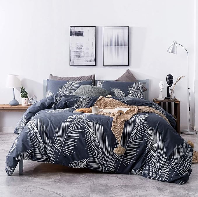 SUSYBAO Blue Tropical Duvet Cover King 100% Cotton 3 Pcs Set 1 Hawaiian by SUSYBAO