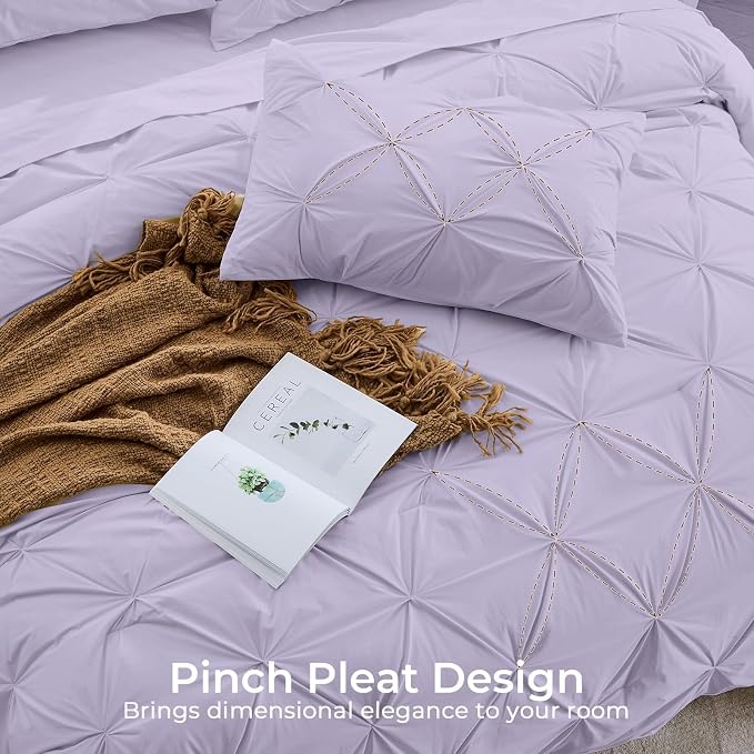 Sasttie Full Size Comforter Set, 7-Piece Bed in a Bag, Pintuck Bedding Sets - Image 4