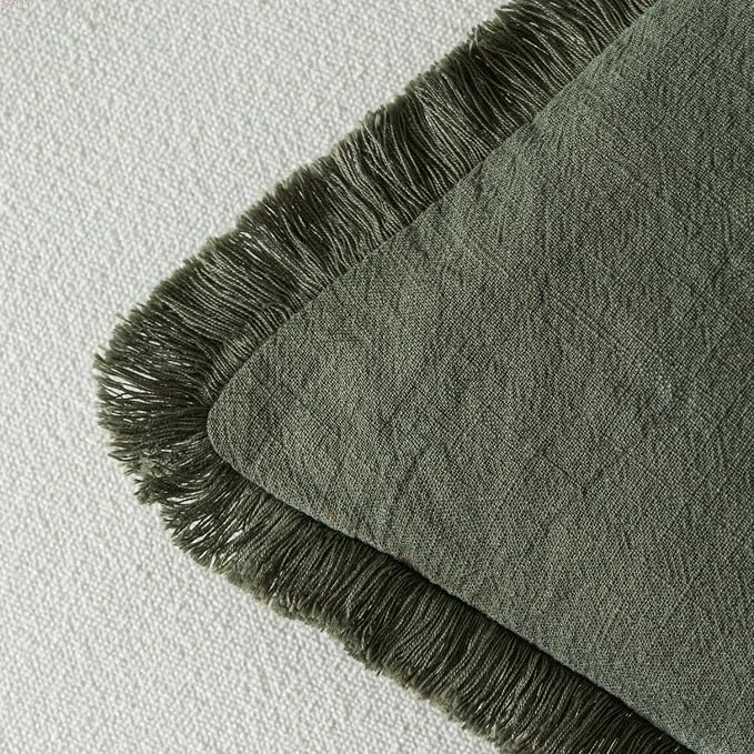 MIULEE Decorative Throw Pillow Covers Neutral Linen Fringe Throw Pillows Set of - Image 3