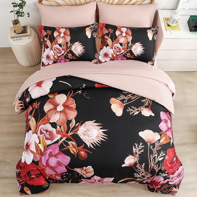 Luxudecor Floral Comforter Set Full Size 7 Piece, Elegant Comforter Bedding Set - Image 3