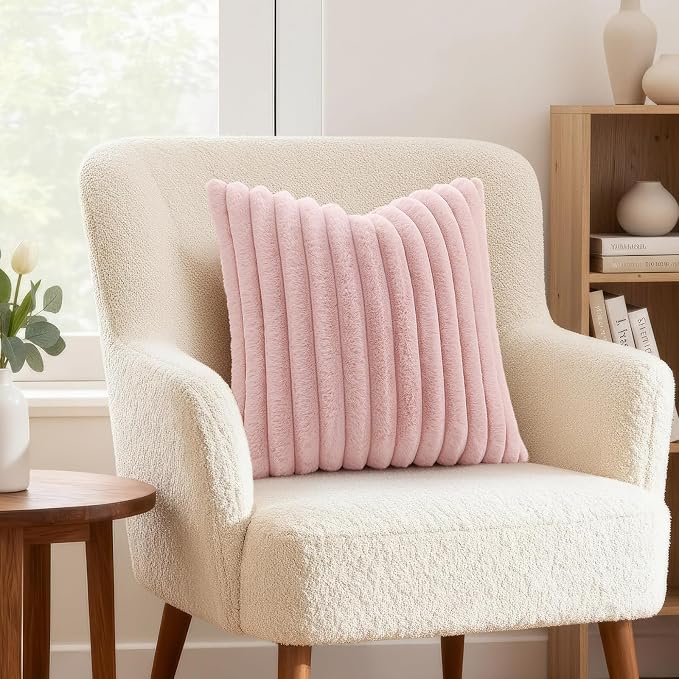 decorUhome Summer Cozy Faux Fur Throw Pillow Covers 16x16 Set of 2 Decorative - Image 4