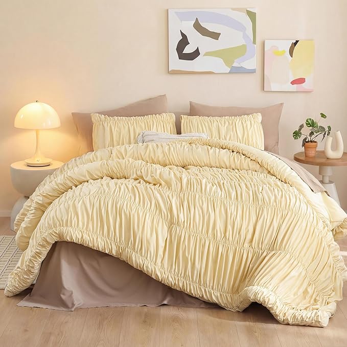 weigelia Cinched Comforter Set Full – Soft Girl Ruched Bedding Set, Apartment & - Image 6