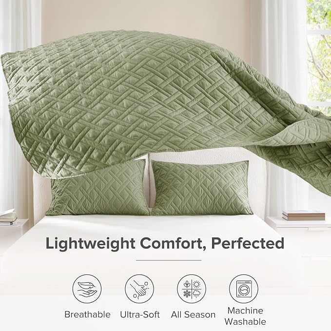 Comfort Spaces Twin Quilt Set Modern Reversible Diamond Coverlet Twin Bedding - Image 4
