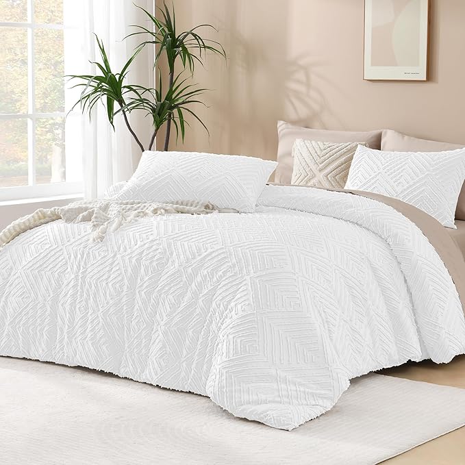 Andency White Comforter King Size, 3 Pieces Boho Bedding Set & Collections by Andency