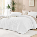 Andency White Oversized King Comforter 120"x98", 3 Pieces White Boho Bedding by Andency