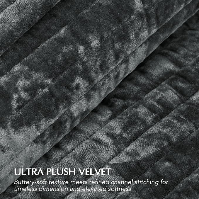 EVERGRACE Velvet Quilt Set California King 118'' x 106'', Luxurious Soft - Image 5