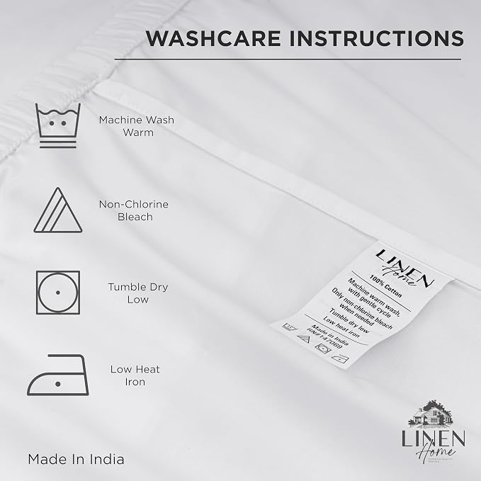 Linen Home 100% Cotton Percale Weave Fitted Sheet, Full Size, Sand Shell - Image 5