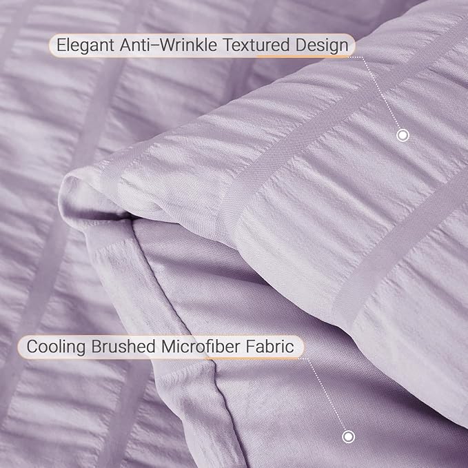 MUXHOMO 7 Pieces Queen Comforter Set, Seersucker Bed in a Bag Queen Size - Image 6