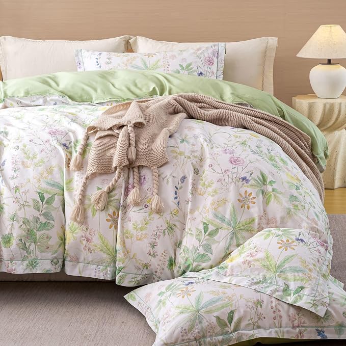 OAITE Duvet Cover Set King Size Floral Pattern Ultra Soft 100% Cotton Duvet - Image 3