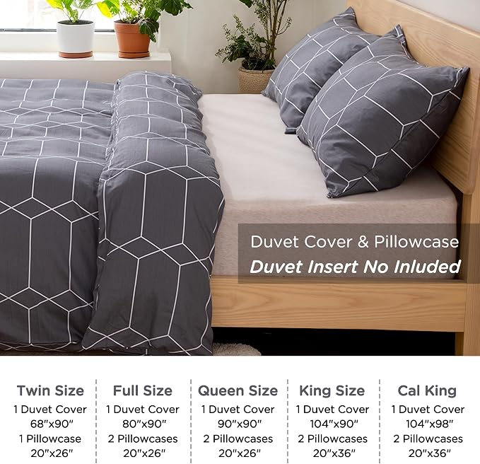 TOCOMOA Plaid Duvet Cover Set 100% Natural Cotton Soft Comfy Breathable 3 Piece - Image 6