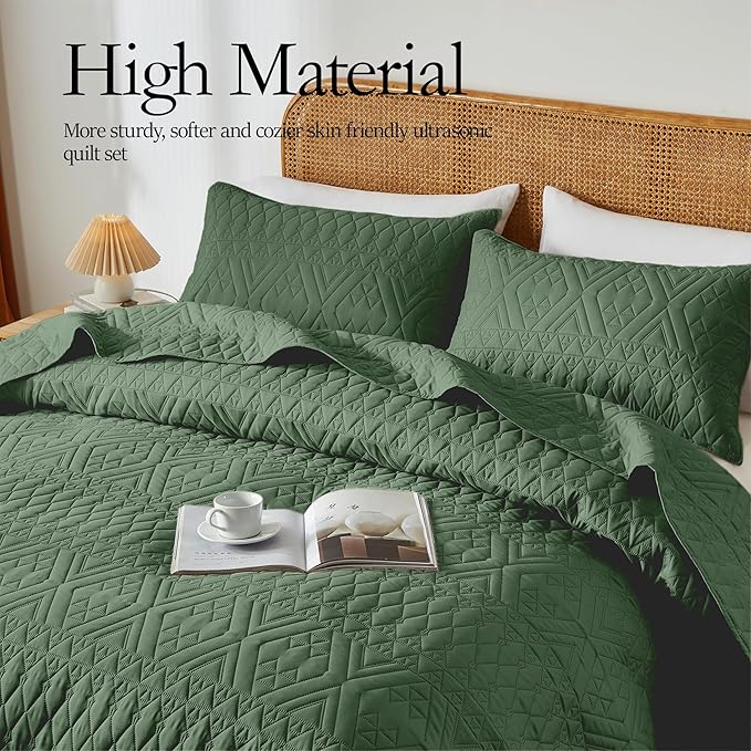 akkialla King/Cal King Size Quilt Bedding Set, Modern Style Geometric Pattern - Image 3