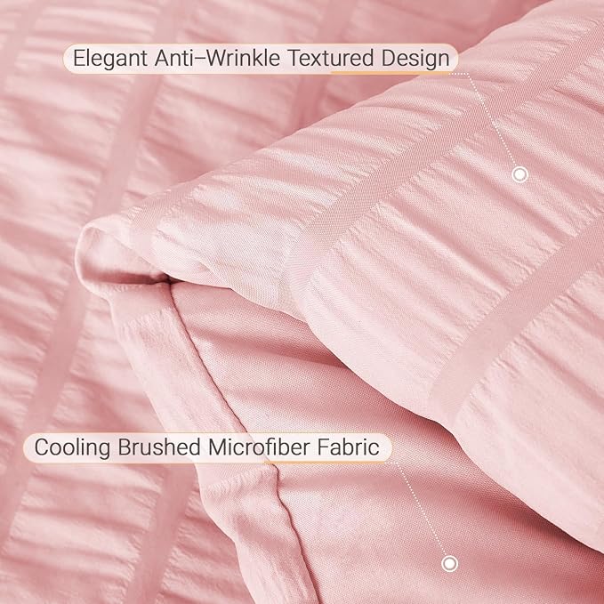 MUXHOMO 7 Pieces King Comforter Set, Seersucker Bed in a Bag King Size - Image 6