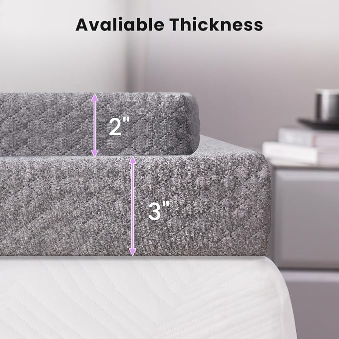 SINWEEK 3 Inch Gel Memory Foam Mattress Topper Queen Size, Pad - Image 7