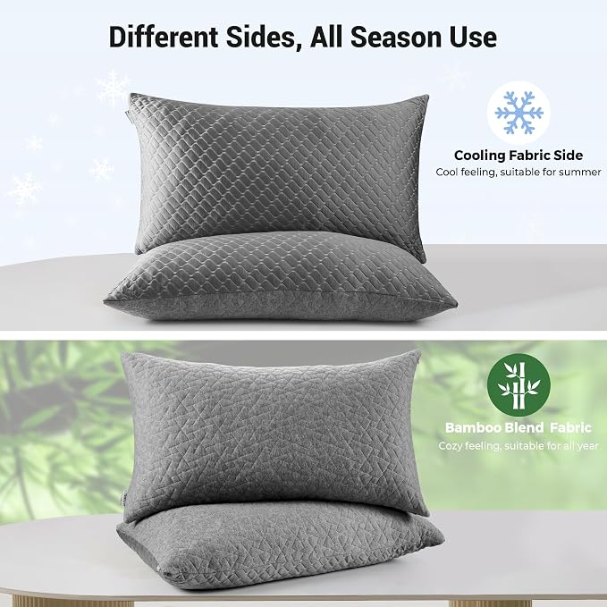 puredown® Pillows Standard Size Set of 2, Shredded Memory Foam Pillows - Image 2