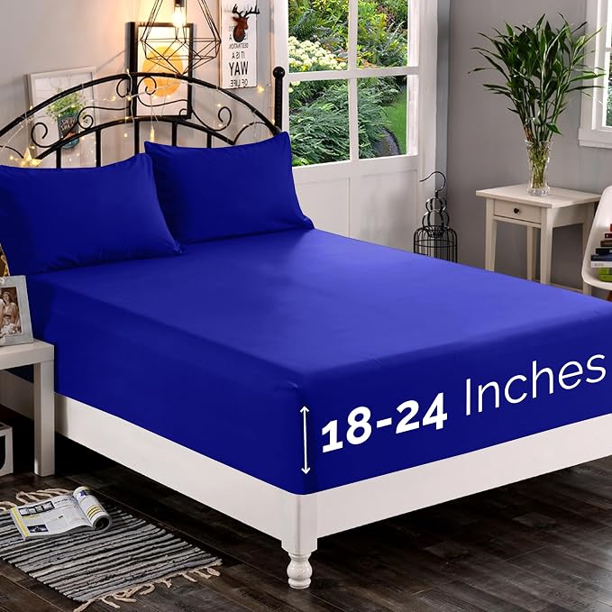 Elegant Comfort 1500 Premium Quality Fitted Sheet Ultra Soft 18-24 Inch Extra by ELEGANTCOMFORT