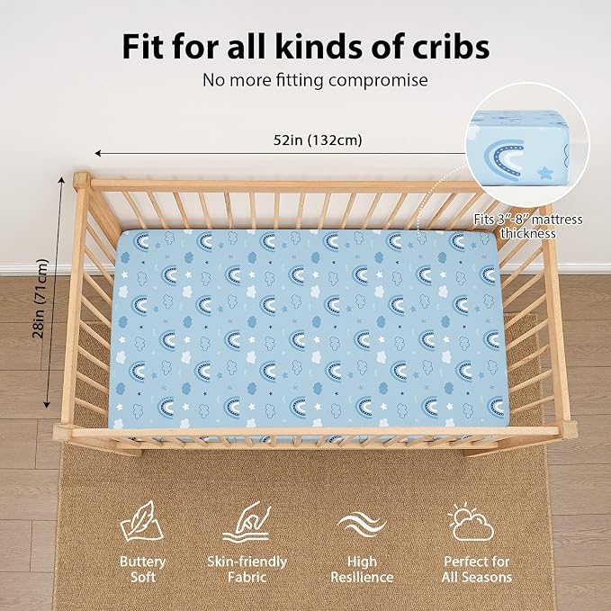 Baby Crib Sheets for Boys and Girls, 3 Pack Toddler Bed Sheets for 52”x28” - Image 3