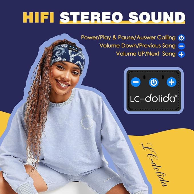 LC-dolida Sleep Headphones Bluetooth Headband Sleeping Wireless Headband - Image 4