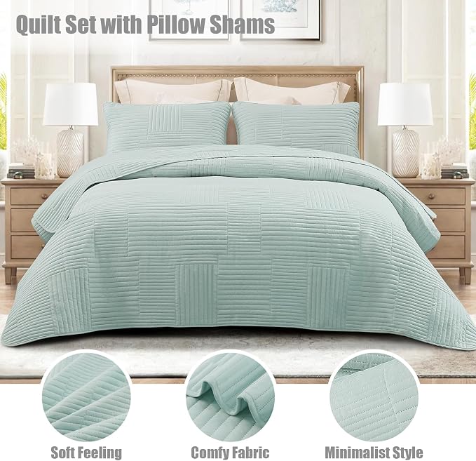 Whale Flotilla Ultra Soft Twin Quilt Bedding Set, Lightweight Microfiber Aqua - Image 2