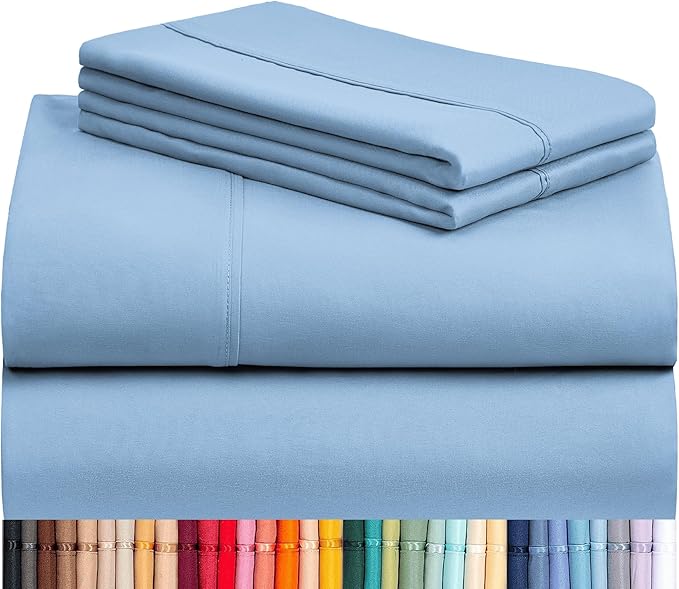 LuxClub 4 PC California King Sheet Set, Deep Pockets Wrinkle Free Cooling Bed by LuxClub