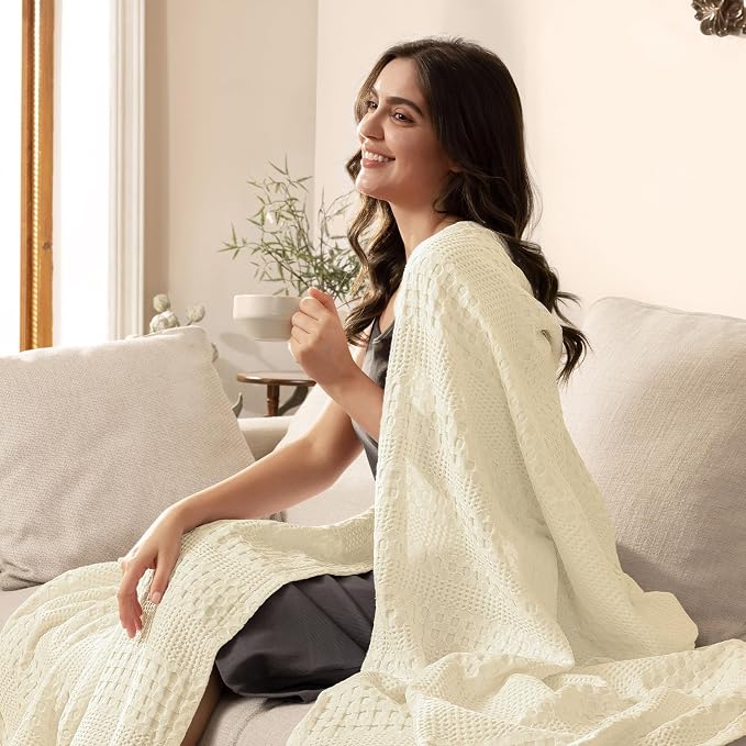 PHF Cooling Waffle Blanket King Size, Lightweight 60% Rayon from Bamboo & 40% - Image 5