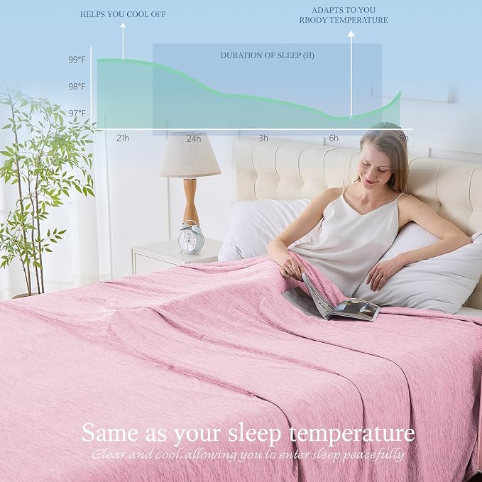 Cooling Blanket King Size, Cold Blanket Thin Lightweight Breathable Soft - Image 3