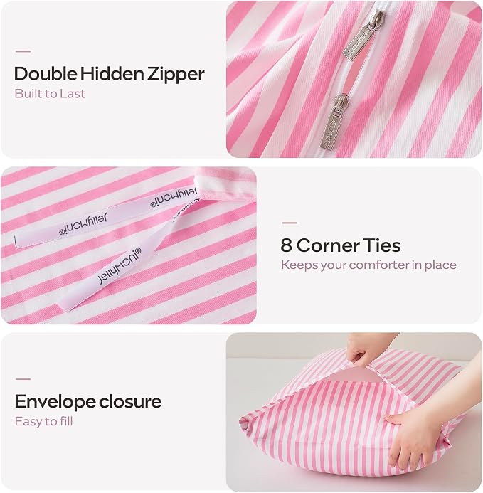 JELLYMONI Twin Duvet Cover Set, Cotton Duvet Cover 2 Pieces - Image 4