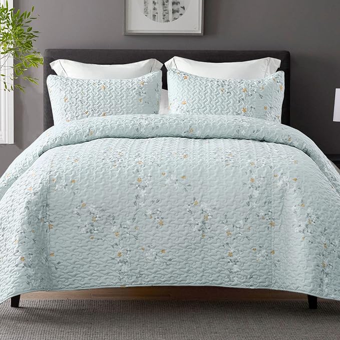 Exclusivo Mezcla Reversible Boho Quilts King Size, Aqua Bedspreads Lightweight by ExclusivoMezcla