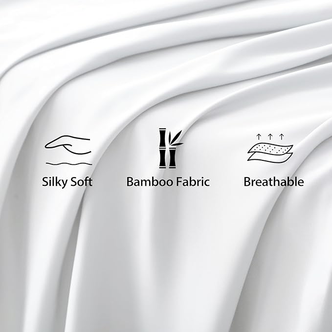Bamboo Viscose Flat Sheets Only, 400 Thread Count Sateen Weave Cal King Size - Image 3