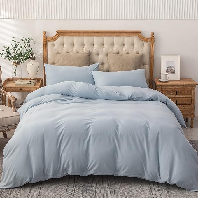 PURE ERA Jersey Knit Duvet Cover Set 100% T-Shirt Cotton Super Soft Comfy 3pc - Image 6