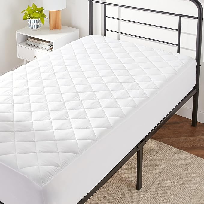 Amazon Basics Hypoallergenic Quilted Mattress Topper Pad, 18 Inches Deep by AmazonBasics
